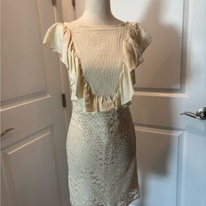 Elegant Cream Ruffle Dress